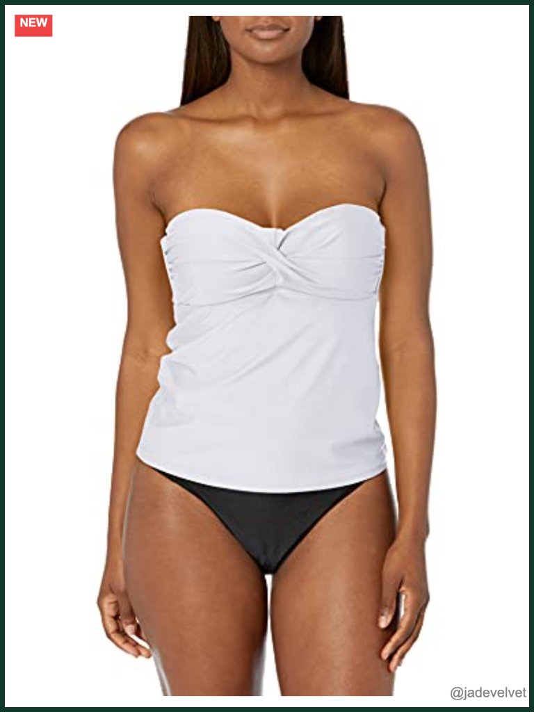 Twist Front Bandeau Tankini Top With Removable Strap